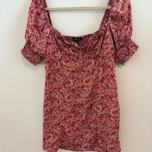 Paisley Puff Sleeve Mini Dress